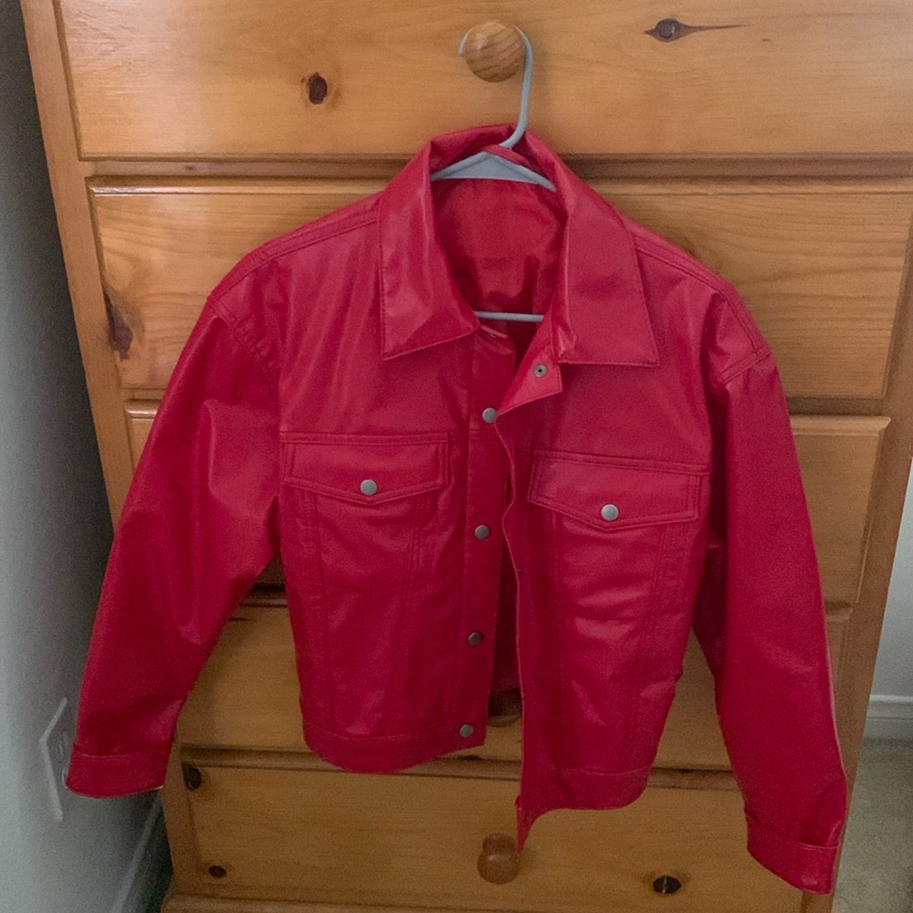 ASOS Red Pleather Jacket sz10 #y2k